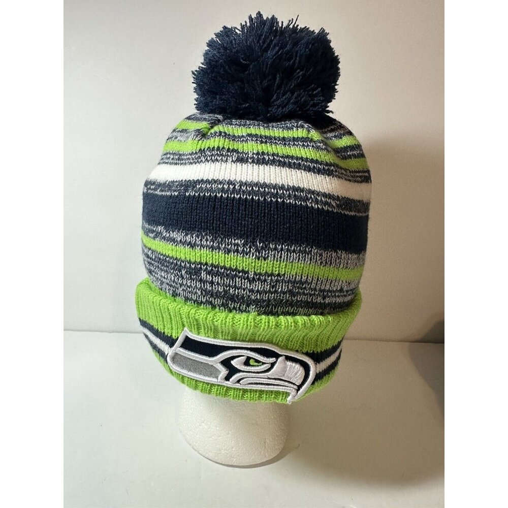 New Era Seattle Seahawks Winter Knit Hat Cap NFL Pre Owned Excellent Condition. - Picture 3 of 7